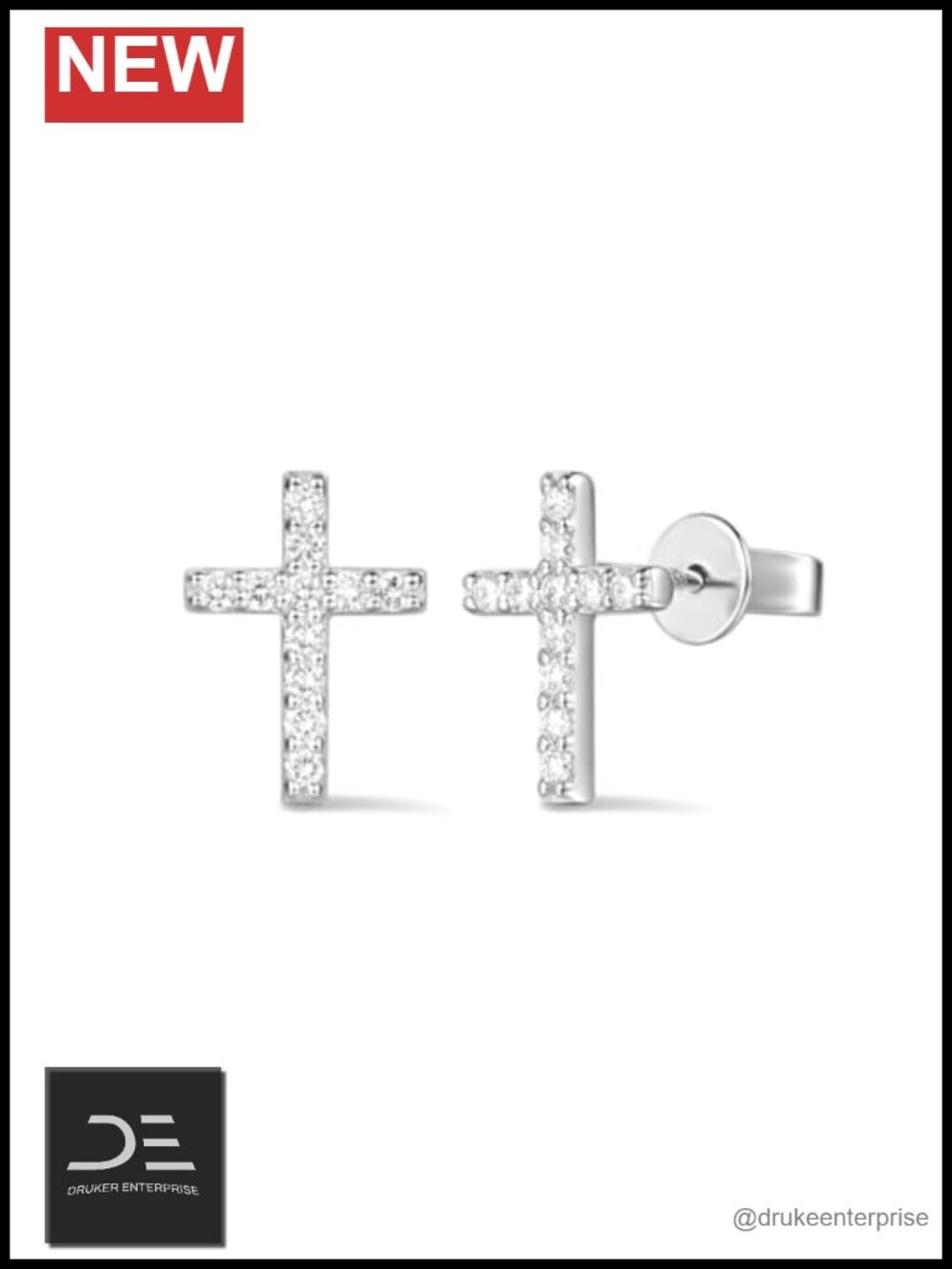 0.32 Ct Tw Lab Grown Diamond Cross Stud Earrings Sterling Silver